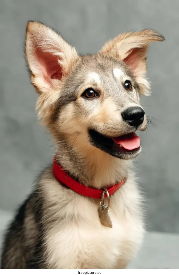 Adorable Puppy with Red Collar