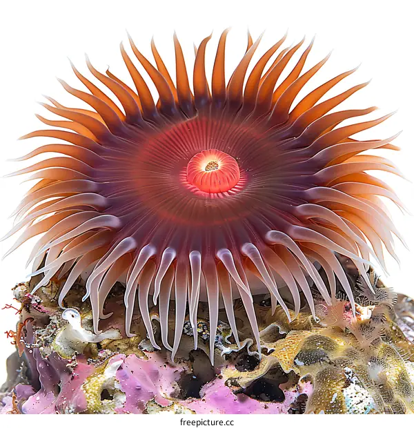 Close-up of a Colorful Sea Anemone on a Reef