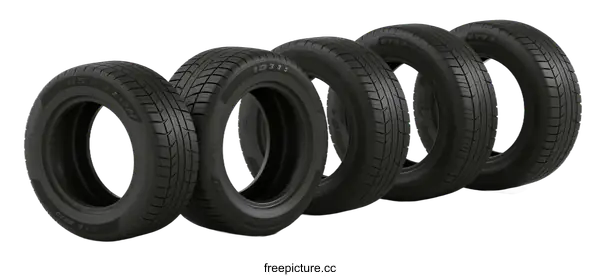 [Transparent Background PNG]Row of black rubber car tires for vehicle transportation