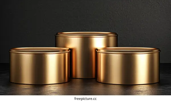 Gold Metallic Cylindrical Display Stands