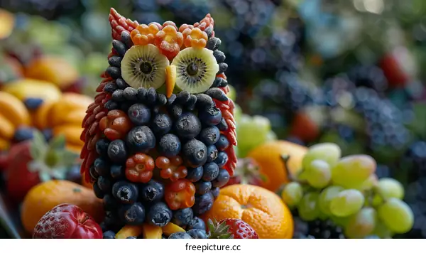Fruit Owl Sculpture: A Creative Food Art Masterpiece