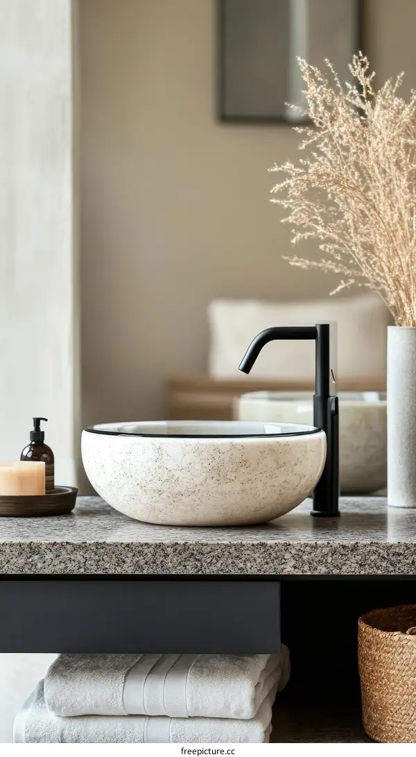 Modern Bathroom Sink with Natural Stone Countertop