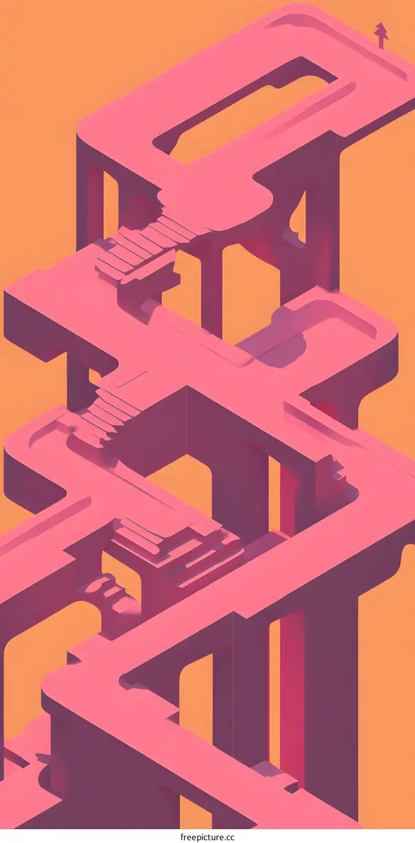 Abstract Geometric Pink Building