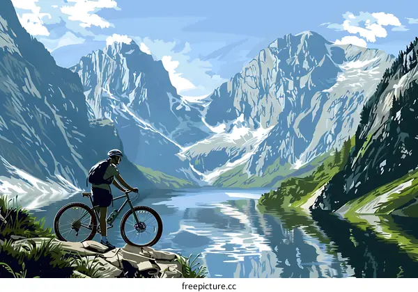 Mountain Biking by the Lake in the Mountains