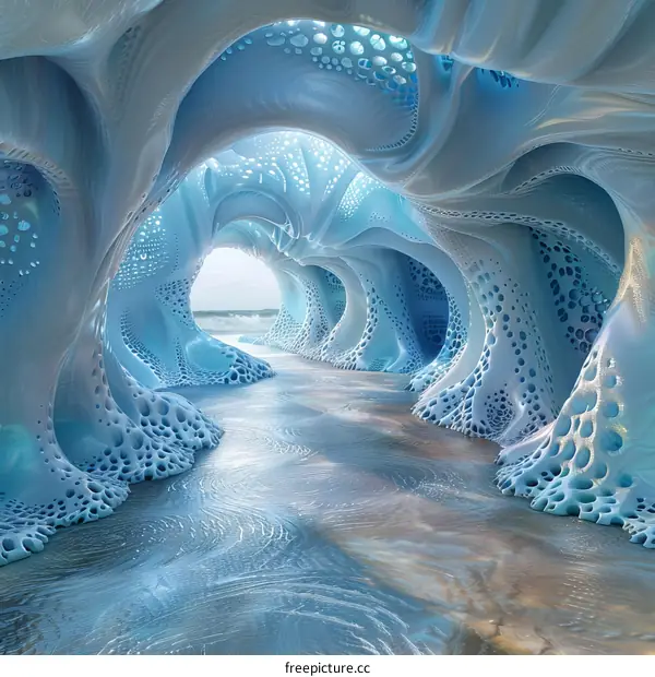 Mystical Glowing Blue Ice Cave