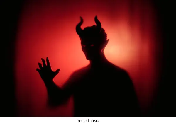 Red Silhouette of a Demon Figure