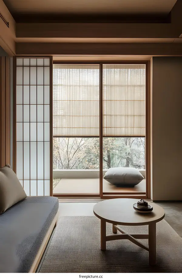 Minimalist Japanese Style Interior Design with Sliding Doors and Wooden Floor