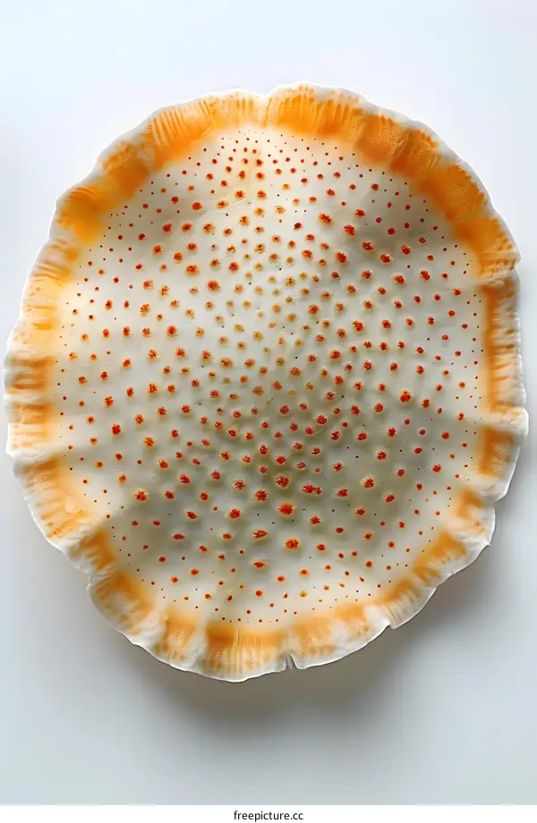 Orange and white round object with a bumpy surface