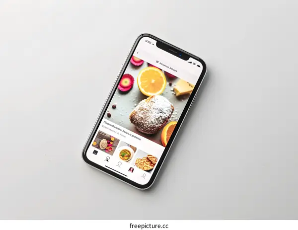 Close Up of a Smartphone Showing a Photo of Food