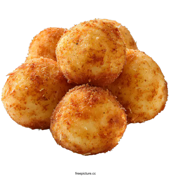 [Transparent Background PNG]Crispy Fried Potato Balls on White Background