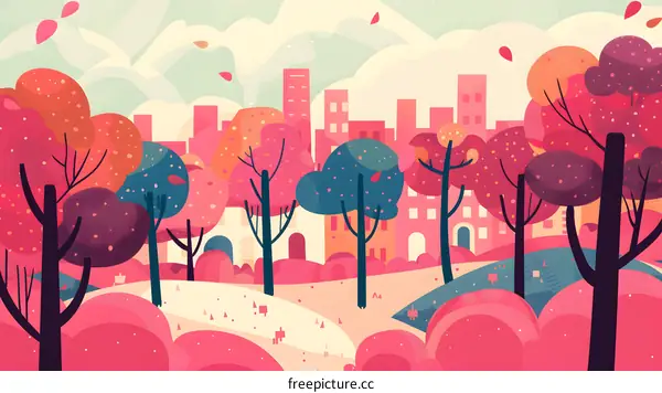 Autumn City Park Illustration