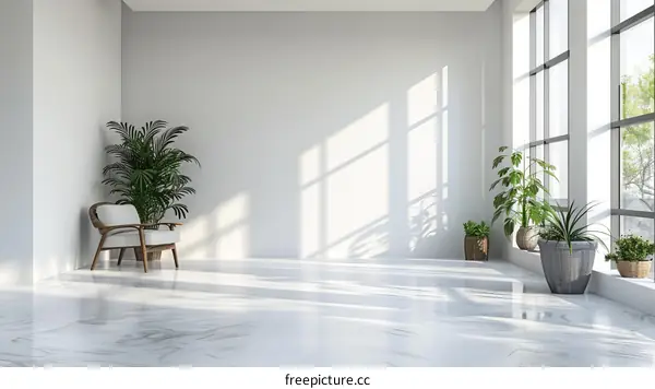 Bright and Airy Living Room With Large Windows and Plants