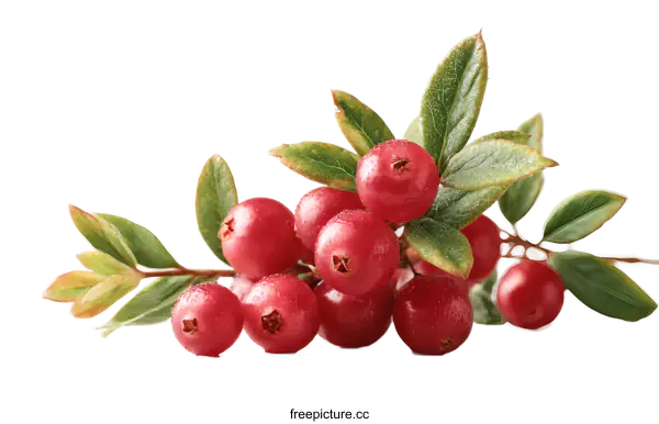 [Transparent Background PNG]Closeup of Fresh Red Berries with Leaves