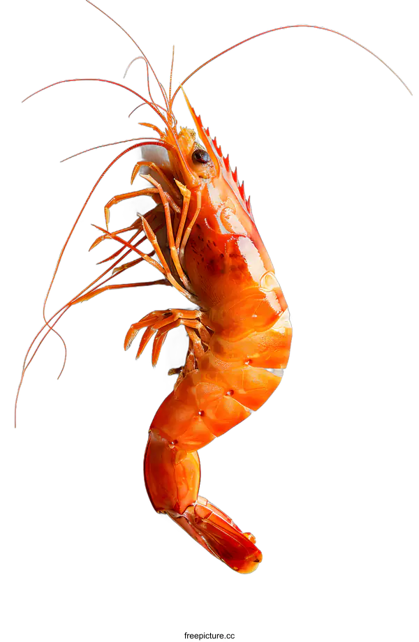 [Transparent Background PNG]Single Orange Shrimp on White Background