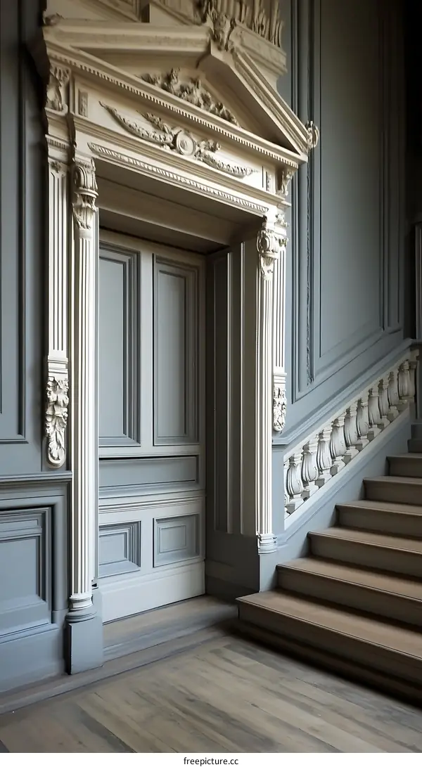 Classic White And Gray Doorway In Old Building