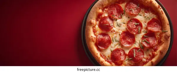 Pepperoni Pizza on Dark Background