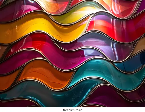 Colorful wavy glass wall pattern