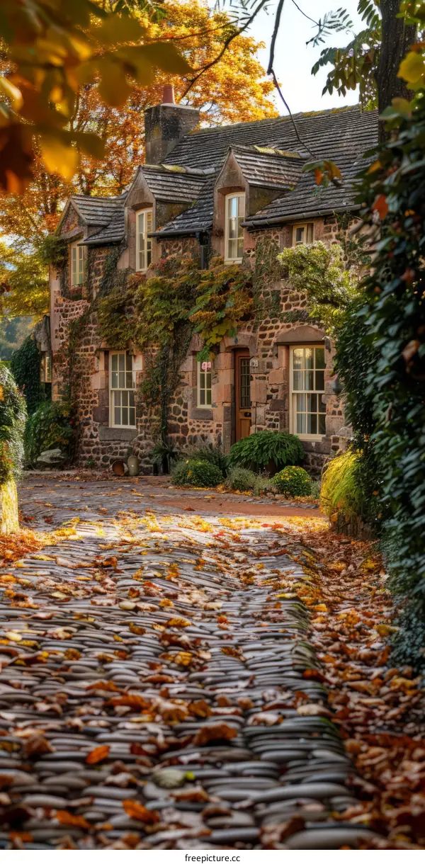 Charming Stone Cottage in the Fall