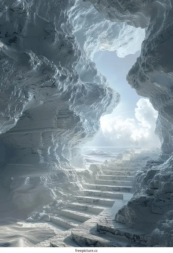 Mystical Ice Cave Stairway to Heaven