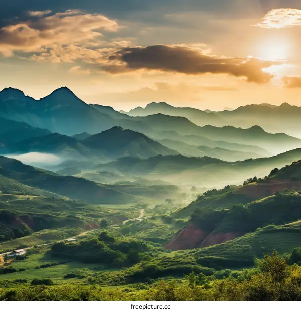 High mountains under the morning sun