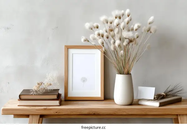 Stylish Home Decor with Dried Flowers and Artwork