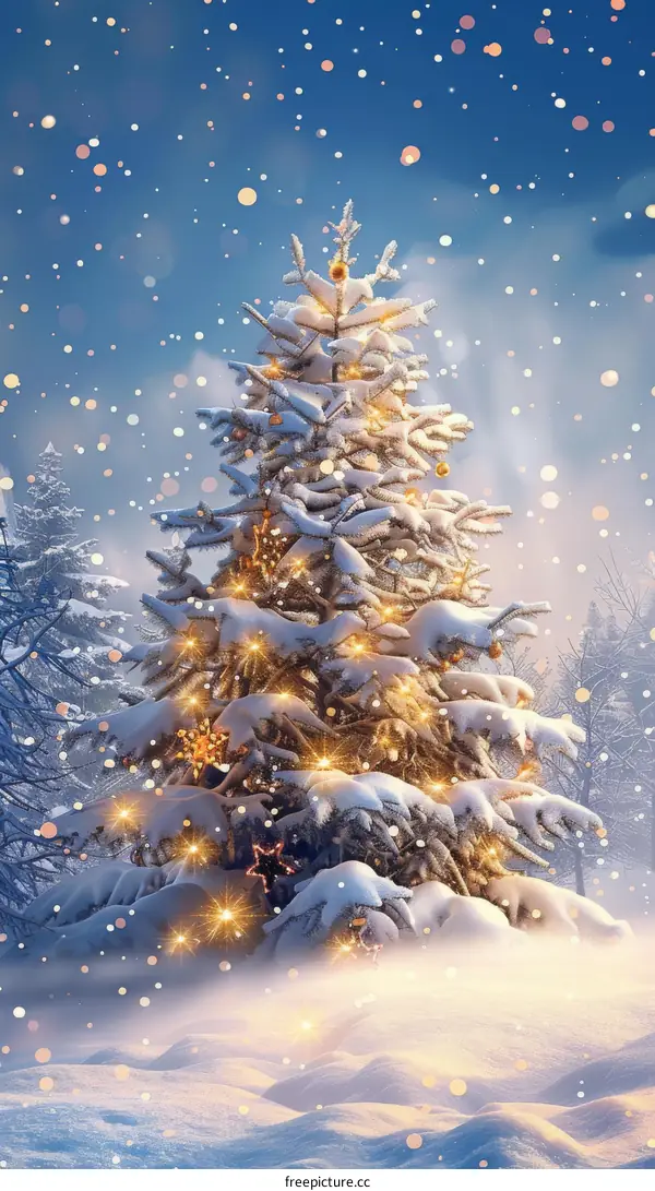 Christmas Tree in Snowy Woods
