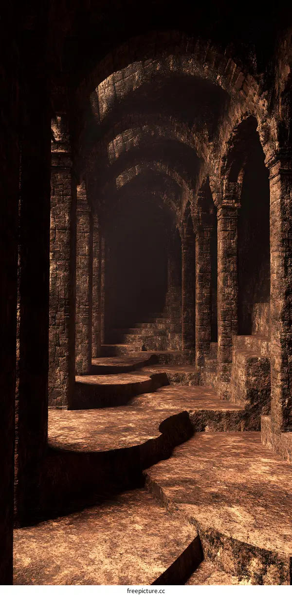 Stone Archway Interior 3D Render