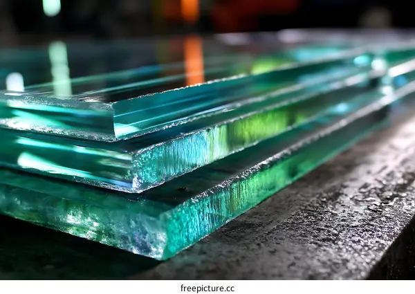Stacked Sheets of Green Glass