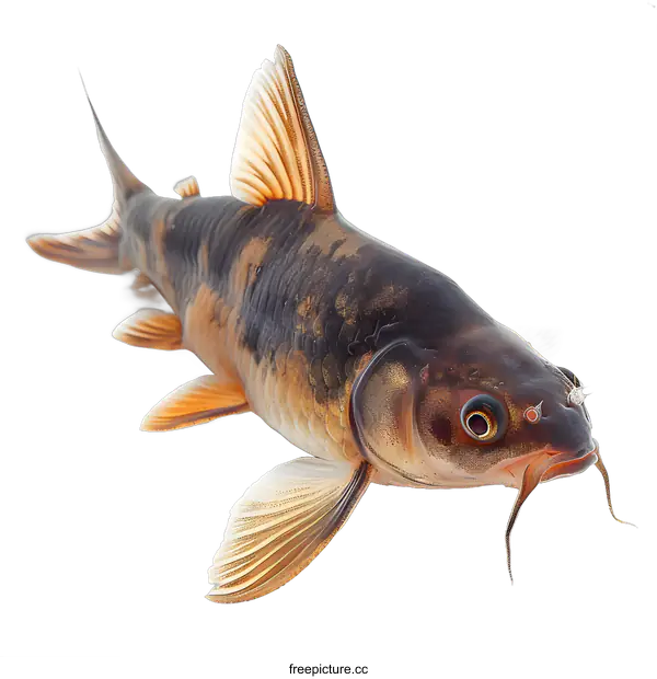 [Transparent Background PNG]Black and Gold Fish on White Background