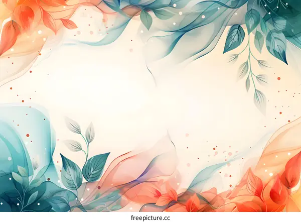 Abstract watercolor background with floral elements