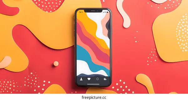 Abstract Colorful Smartphone Wallpaper on Red and Yellow Background