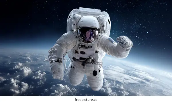 Astronaut in Space Suit in Outer Space