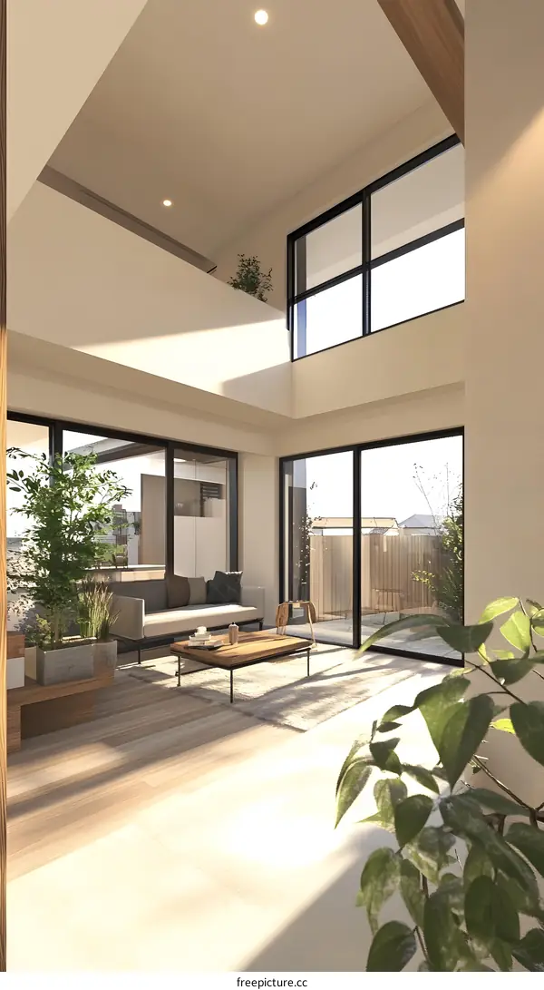 Modern Home Interior Design with Large Windows and Natural Light