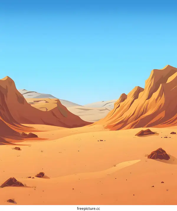 Desert Landscape With Mountains And Sky