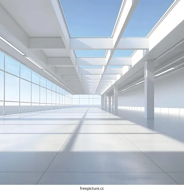 Modern White Interior Design With Skylight