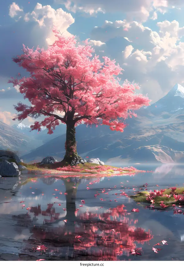 Cherry Blossoms by the Lake