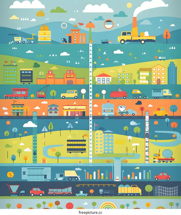 Colorful Cityscape Illustration