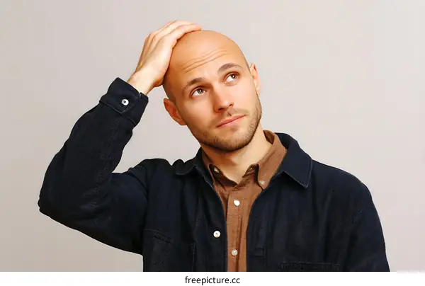Thoughtful Bald Man in a Stylish Jacket