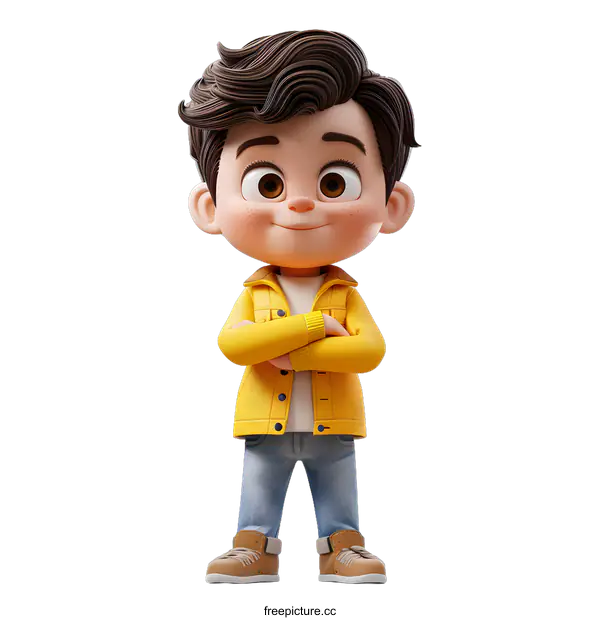 [Transparent Background PNG]3d rendering of a cute cartoon boy