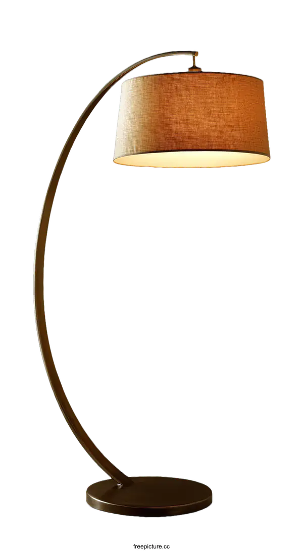 [Transparent Background PNG]Modern Arch Floor Lamp with Beige Shade