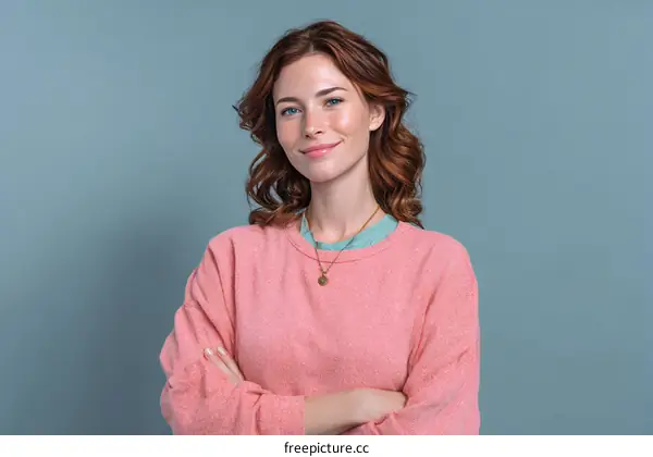 Confident Caucasian Woman Studio Portrait