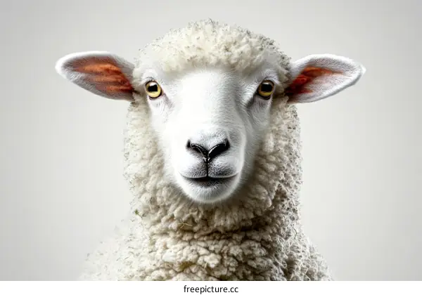 Close-up Portrait of a White Sheep