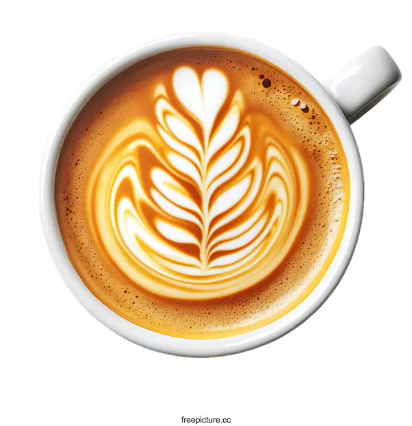 [Transparent Background PNG]Latte Art Coffee Cup Top View