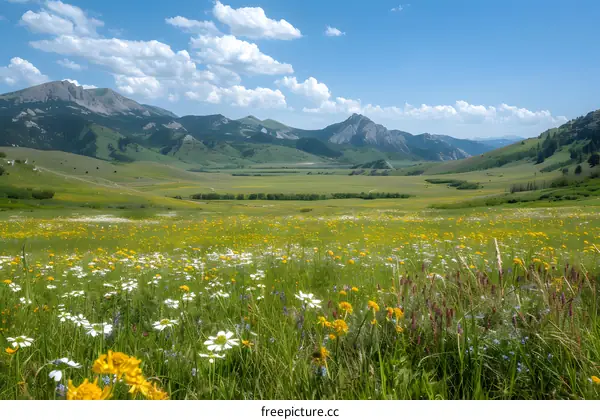 Wildflower Meadow and Mountains