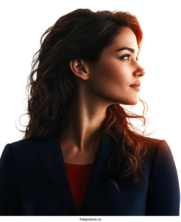 [Transparent Background PNG]Portrait of a Confident Woman in Profile