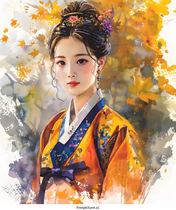 A beautiful Korean woman in traditional dress