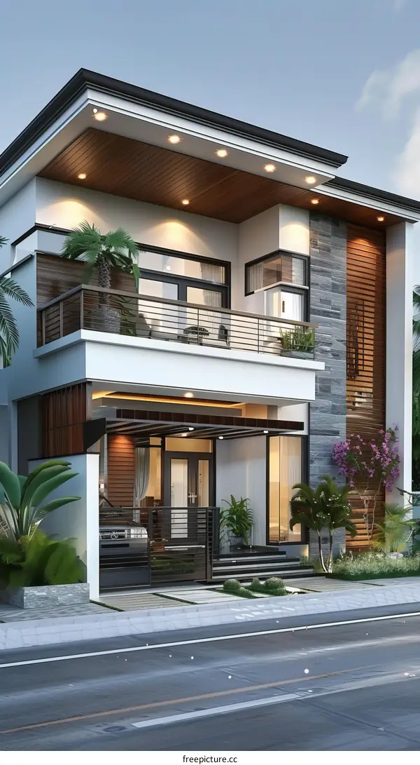 Modern House Exterior Design Illustration