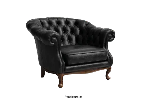 [Transparent Background PNG]Classic Black Leather Armchair