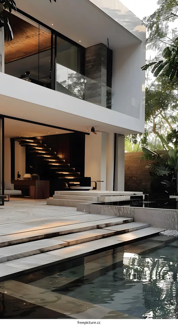 Modern Minimalist House with Pool and Patio