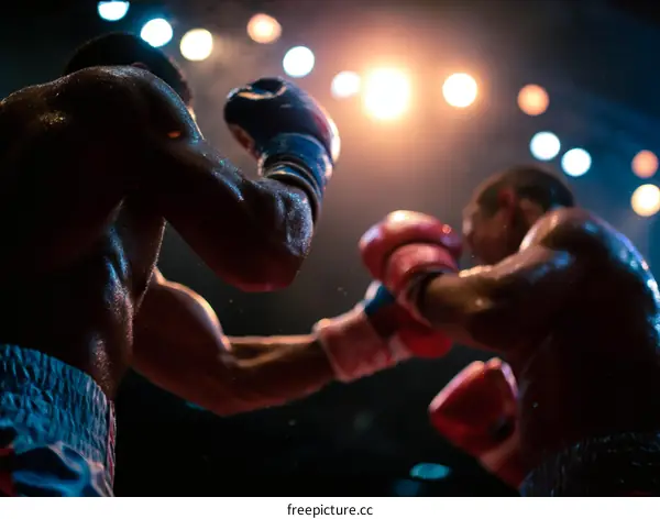 Two Black Boxers Confrontation in the Boxing Ring